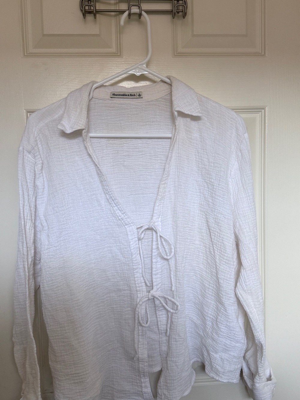 Abercrombie & Fitch White Cotton Tie-Front swim cover up
